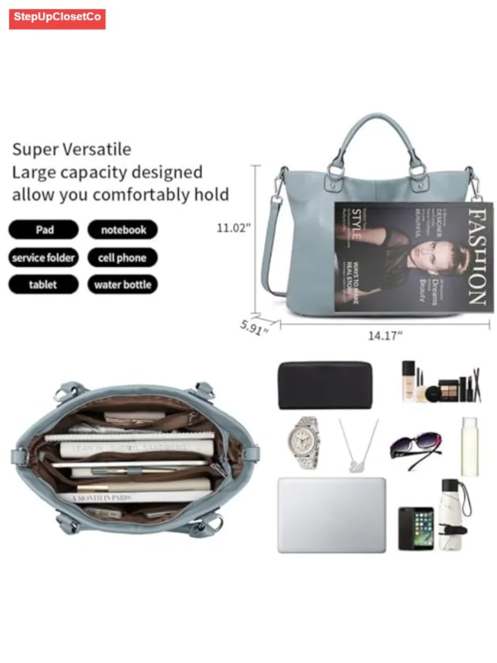 Genuine Leather Tote Bag Purse Women Top Handle Satchel